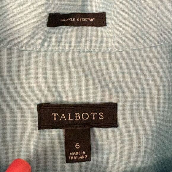 Size 6 Talbots 100% Cotton Wrinkle Resistant Sleeveless Blouse Crisp Pleated Man - Picture 3 of 6